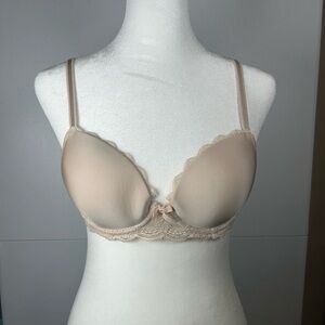 Victoria's Secret Lace Trim Bra- Nude Color. Size 34B
